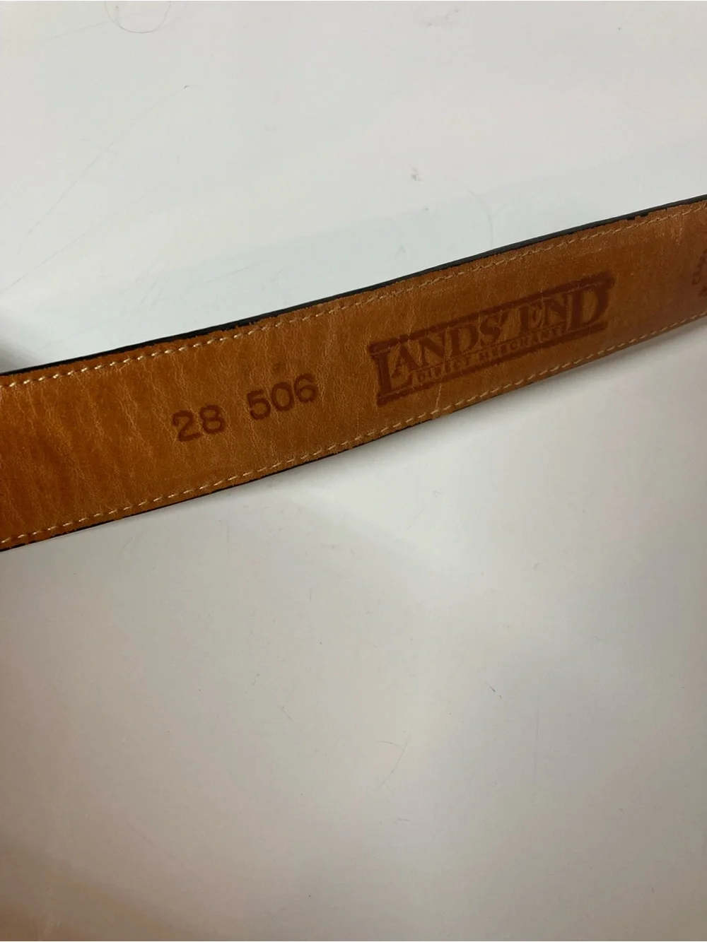 Lands' End size 28 Black Croc-Embossed Leather Belt with Gold Buckle VTG 1991